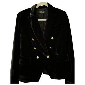 Rachel Zoe Women's Double Breasted Black Velvet Blazer
